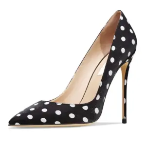 Black Polka Dot Pointed Toe High Heels